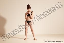 Underwear Martial art Woman White Moving poses Slim medium brown Dynamic poses Academic